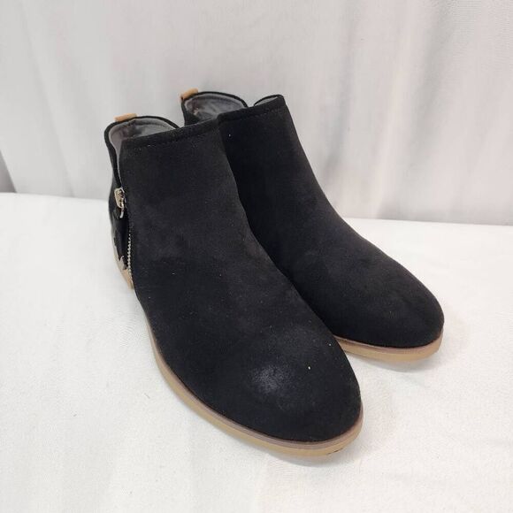 Dr Scholls T Astir Bootie Shoes Black Womens Size 8M Side Zip Ankle - Picture 1 of 7